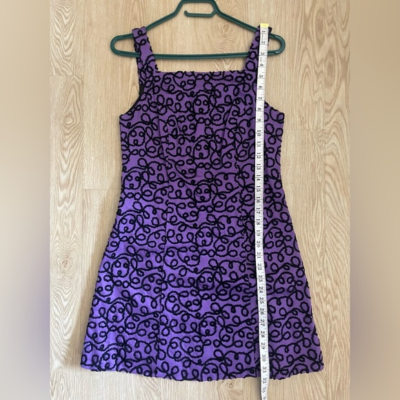 Y2K Betsey Johnson Mini Dress Purple Velvet Swirl Pattern Small - Picture 10 of 14